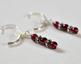 Garnet Earrings, Simply Stacked, January Birthstone, Unique Birthday Gifts For Her, Gifts For Her Under 20, Garnet Jewelry For Her Gifts