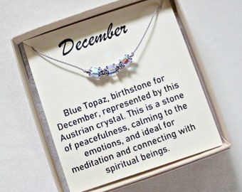 December Birthstone Blue Topaz Swarovski Necklace: December Birthday Gift