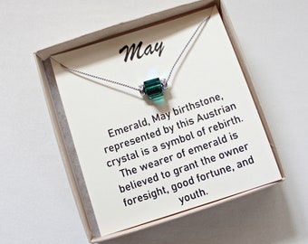 May Birthstone Necklace, Birth Month Jewelry, Little Girl Necklace, Emerald Swarovski, Niece Birthday, Birthday Gifts Under 20, May Necklace