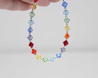 Swarovski Crystal Rainbow Armband, 7 Chakra Armband, LBGTQ Armband, Buntes Kristall Armband, Pride Armband, Gay Lesben Schmuck