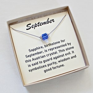 September Swarovski Sapphire Birthstone Necklace, Gift For Girlfriend, Sapphire Blue Birth Month Jewelry, Necklaces For Women, 50th Birthday