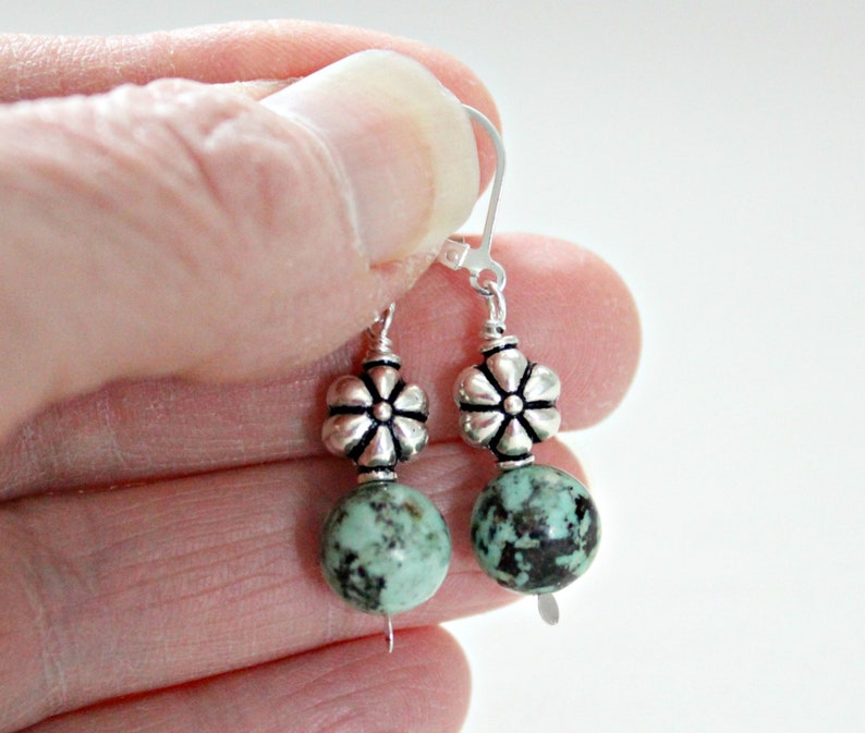 African Turquoise Silver Earrings Boho Jewelry Birthday Gift For Best Friend 40th Birthday Gift Mothers Day For Sisters Unique Earrings