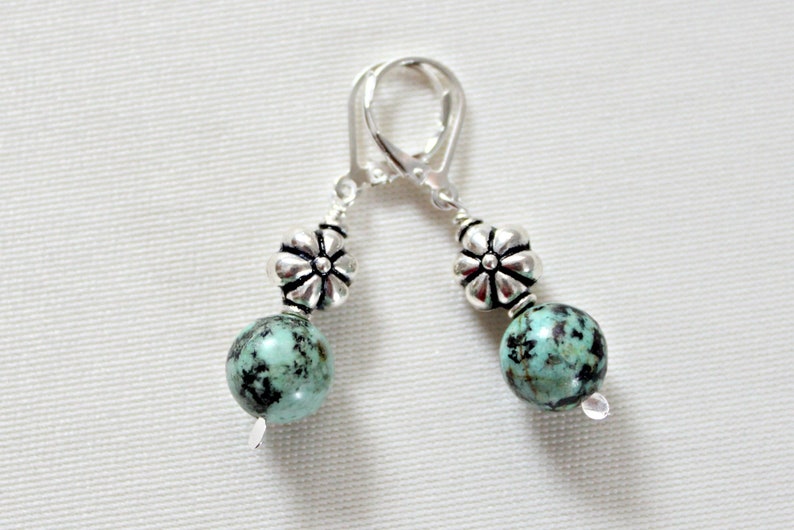 African Turquoise Silver Earrings Boho Jewelry Birthday Gift For Best Friend 40th Birthday Gift Mothers Day For Sisters Unique Earrings