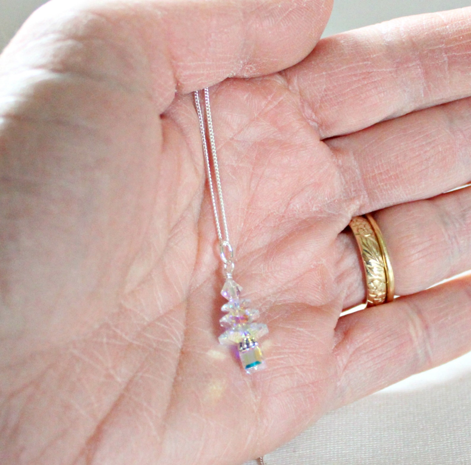 Crystal AB Swarovski Christmas Tree Necklace Holiday Jewelry Etsy