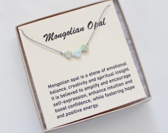 Mongolian Opal Heart Necklace: Handcrafted Silk Cord Jewelry