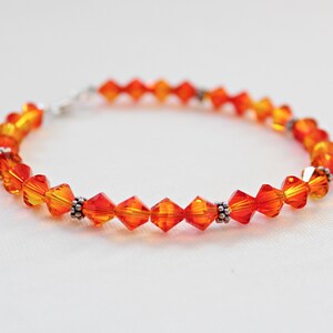 Orange Crystal Bracelet, Orange Bridesmaid Jewelry, Bright Orange Bracelet, Prom Jewelry, Valentines Day Gift For Her, Orange Wedding
