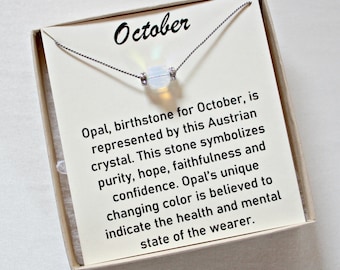 October Swarovski Opal Necklace, Sweet 16 Gift For Niece, Daughter, October Birthstone Necklace, Unique Birthday Gifts For Her,Simple Choker