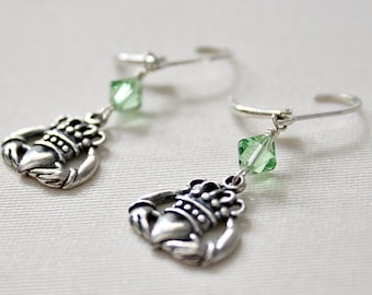 Sterling Silver Claddagh Earrings, Graduation Gift For Niece, Lever Back Earrings,Irish Gift For Sister, Unique Gifts Women,Best Friend Gift