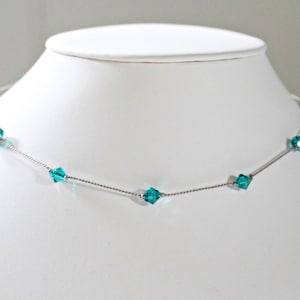 Teal Necklace, Teal Bridesmaid Jewelry, Teal Jewelry, Flower Girl Necklace, Simple Bridesmaid Necklace, Something Blue For Bride, Unique
