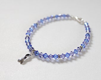 Arthritis Awareness Bracelet, Osteoarthritis, Rheumatoid, Childhood Stroke,Blue and Purple Awareness Jewelry,Mixed Connective Tissue Disease