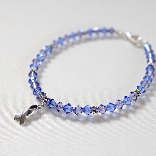 Arthritis Awareness Bracelet, Osteoarthritis, Rheumatoid, Childhood Stroke,Blue and Purple Awareness Jewelry,Mixed Connective Tissue Disease