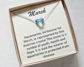 March Birthstone Necklace, Girl Gift For 11 Year Old, Necklaces Under 20, Unique Gifts For Her, March Birthday Gift, Aquamarine Necklace