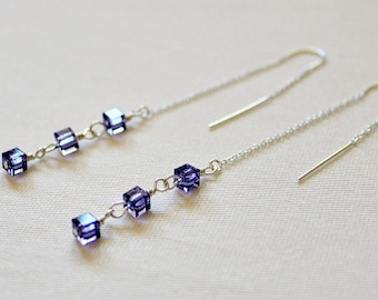 Tanzanite Earrings, December Birthstone Gift, Mothers Day Gift For Her, Prom Jewelry, Bridesmaid Earrings, Purple Jewelry, Long Dangle