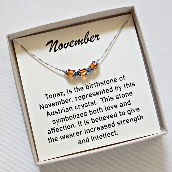 November Birthstone Necklace, Sweet 16 For Granddaughter, Topaz Swarovski Necklace, Teen Choker, 50th November Birthday Friend, Mothers Day