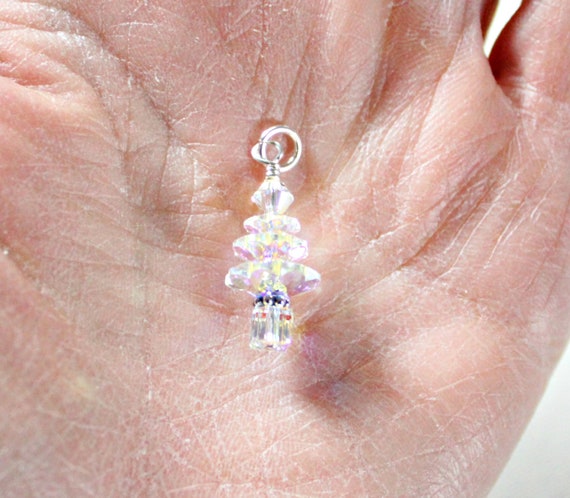 Crystal AB Swarovski Christmas Tree Necklace Holiday Jewelry