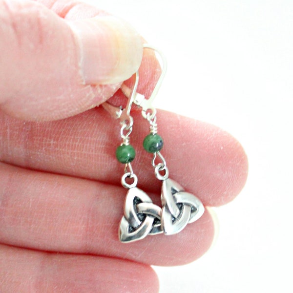 Celtic Knot Earrings, Unique Mothers Day Gift For Her, Ruby Zoisite, Best Friend Jewelry, Sister Gifts, Trinity Knot,Irish Birthday Blessing