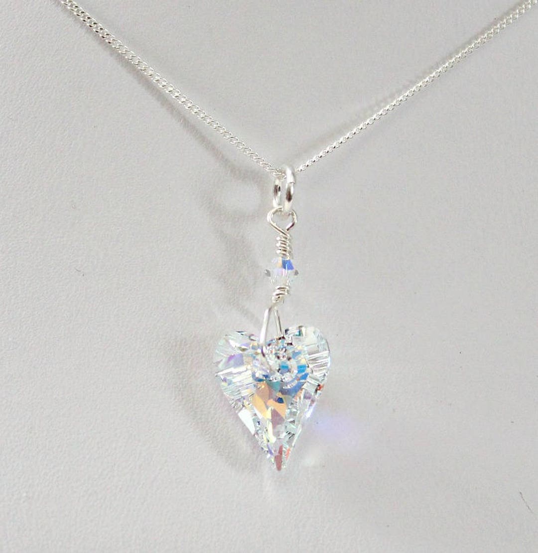 Swarovski Crystal Heart Necklace Unique Heart Crystal Gifts - Etsy