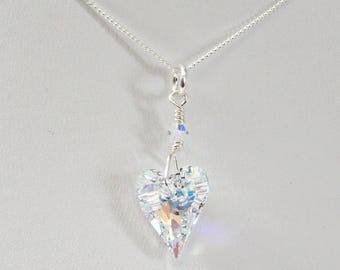 Swarovski Crystal Heart Necklace, Valentine Gift For Girlfriend, Valentine Gift For Daughter, Gifts For Her Under 20, Crystal Heart Pendant