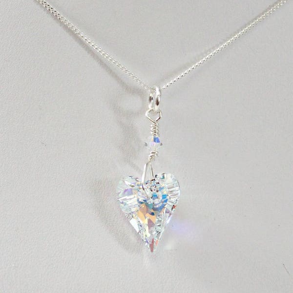 Swarovski Crystal Heart Necklace, Valentine Gift For Girlfriend, Valentine Gift For Daughter, Gifts For Her Under 20, Crystal Heart Pendant