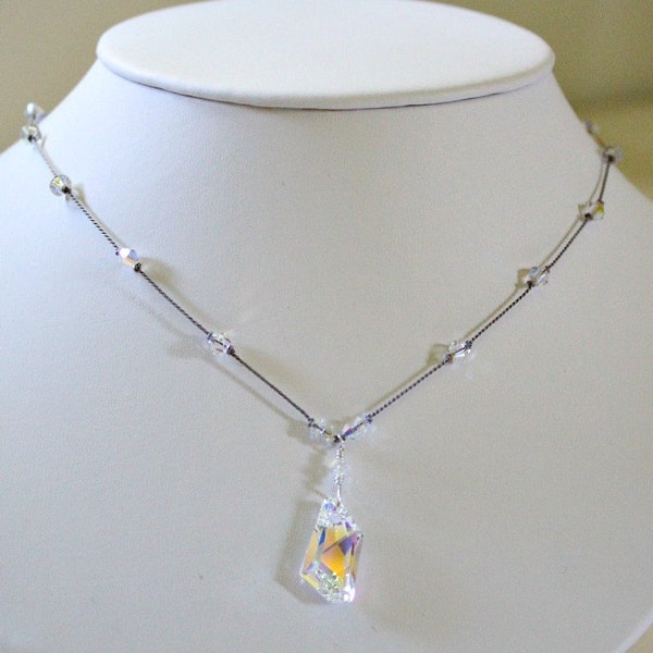 Crystal Anniversary Gift For Wife, Unique Gifts, 15th Anniversary Gift, Clear Swarovski, April Birthstone Necklace, Crystal Bridal Jewelry