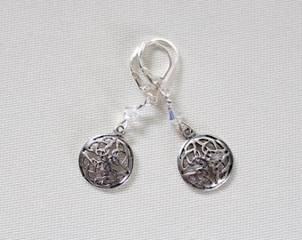 Orecchini a nodo celtico in argento 925 Croce penzolante irlandese