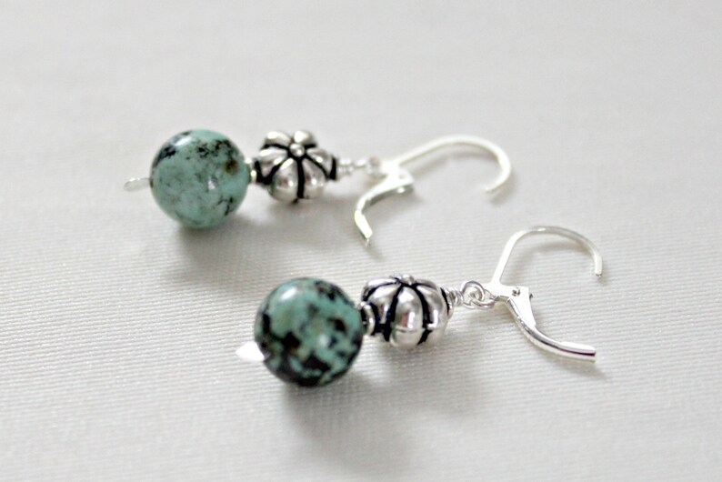 African Turquoise Silver Earrings Boho Jewelry Birthday Gift For Best Friend 40th Birthday Gift Mothers Day For Sisters Unique Earrings