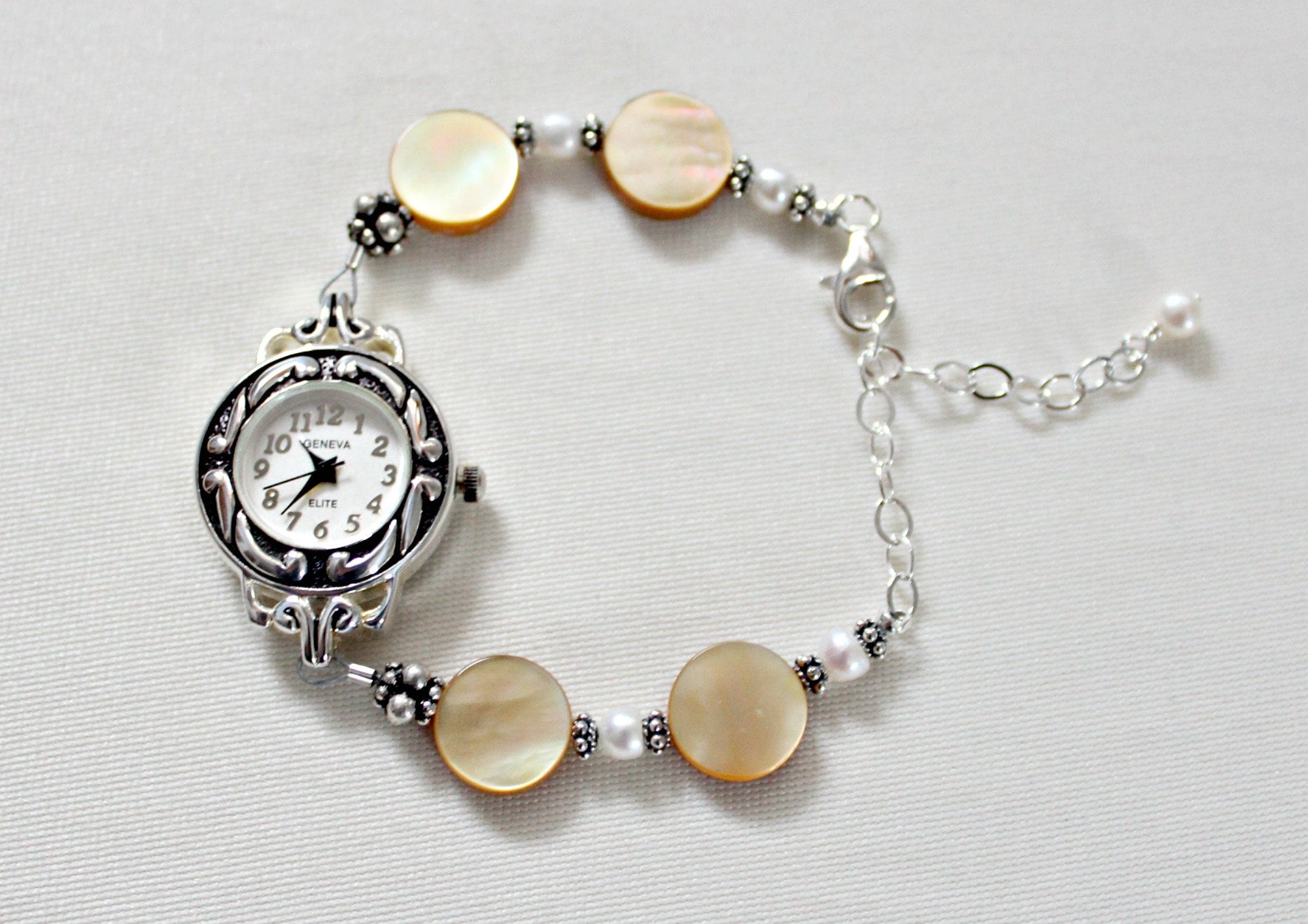 Mother of pearl silver bracelet watch new arrivals