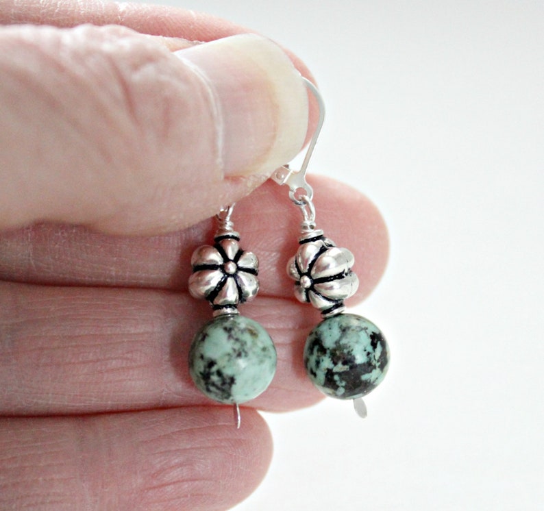 African Turquoise Silver Earrings Boho Jewelry Birthday Gift For Best Friend 40th Birthday Gift Mothers Day For Sisters Unique Earrings