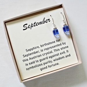 September 50th Birthday,Royal Blue Crystal Earrings,Cobalt Blue Jewelry,September Birthstone Gifts For Her,Niece Birthday Gift,Under 30 Gift