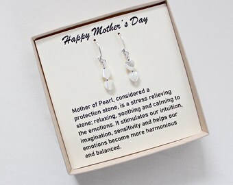 Mother of Pearl Heart Earrings, Unique Mothers Day Gift, Handmade Jewelry, Mothers Day Under 20, Mothers Day From Son,Birthday Gift For Aunt