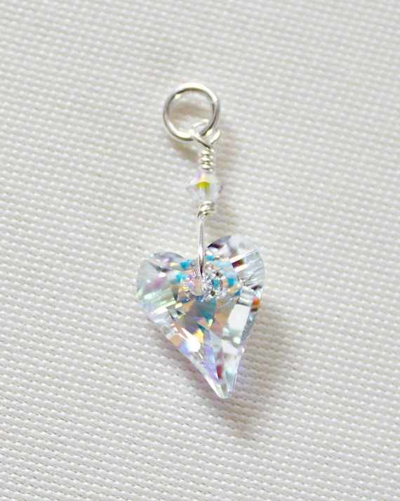 CLEARANCE Aurora Borealis Crystal Heart Charms Package of 5