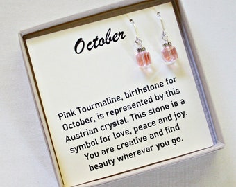 Oktober Geburtsstein Ohrringe: Swarovski Kristall Rosa Turmalin Schmuck
