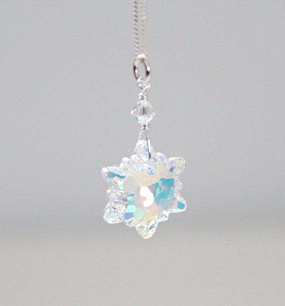 Crystal AB Edelweiss Pendant Swarovski Crystal Necklace