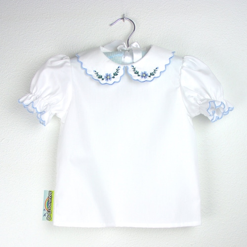 Embroidered Rounded Collar White Short 