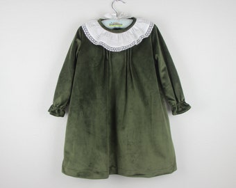 Girls Green Velvet Dress Long Sleeve | Winter Kids Dress - Etsy Girls Green Velvet Dress Long Sleeve | Winter Kids Dress - Etsy