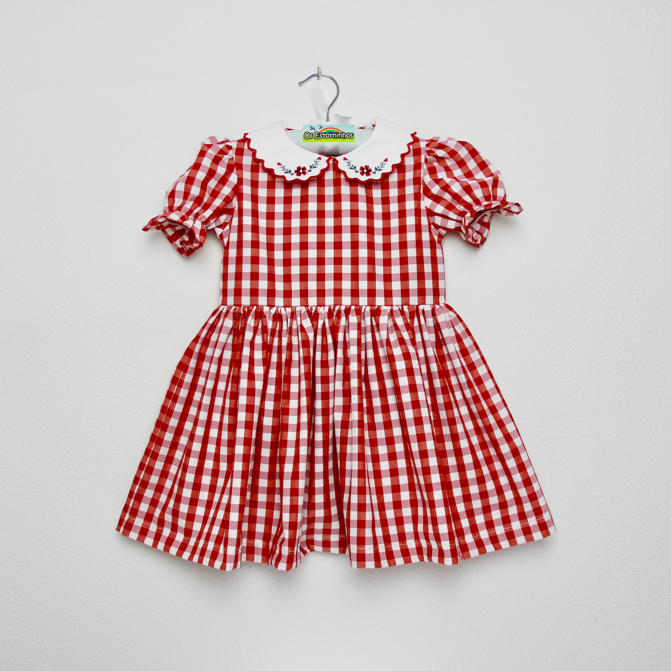 short sleeve gingham dress Red Boat Neck | Avara Red Gingham Smocked Short Sleeve Dress Picnic Gingham Princess Dress | Large
