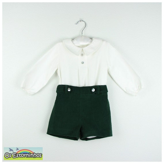 Cotton Dark Green Corduroy Shorts and 