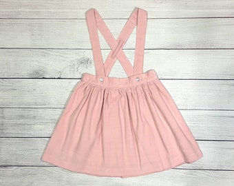 Girls Skirt - Corduroy suspender skirt