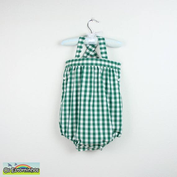 Gingham baby romper discount