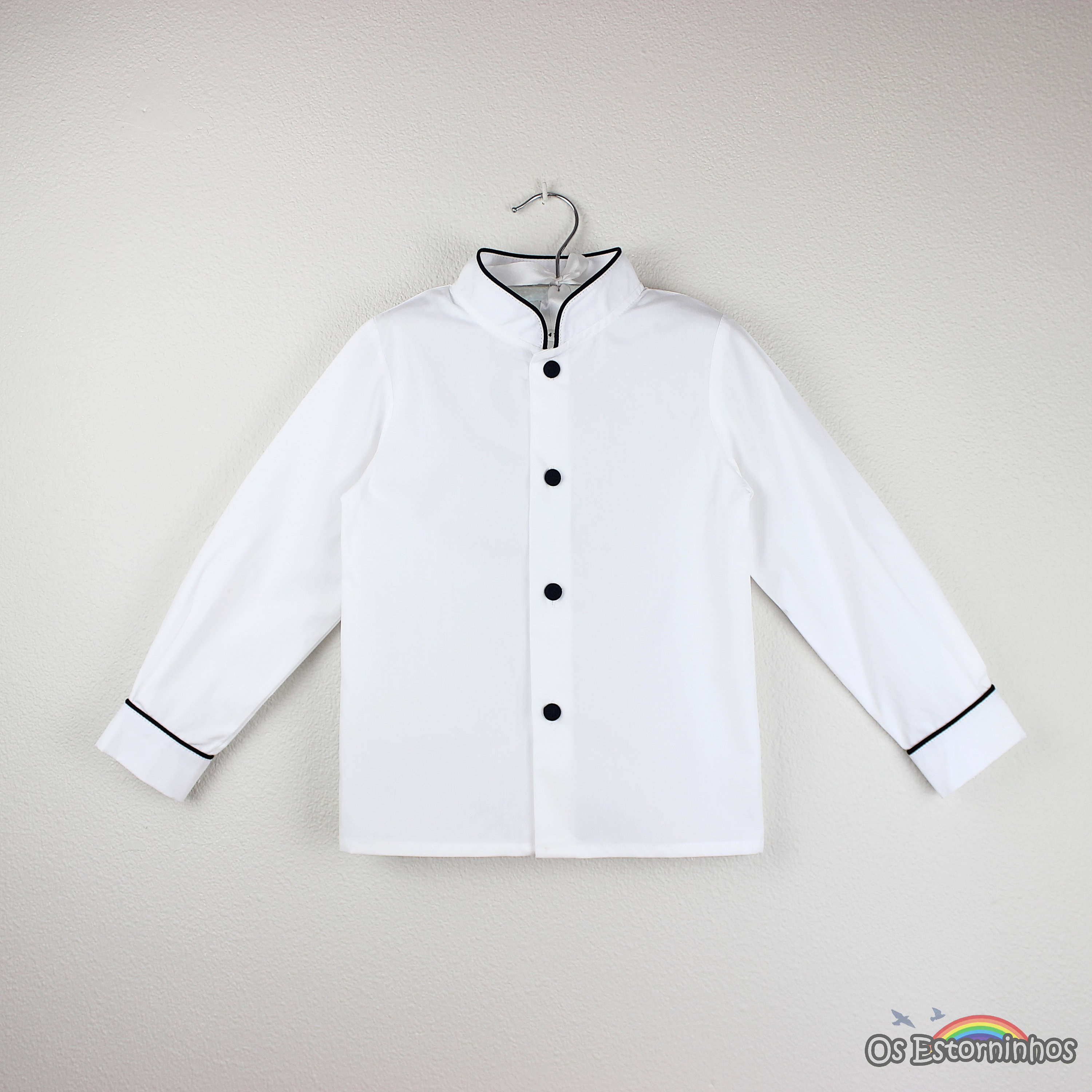 Boys White Dress Shirt: Long Sleeve Cotton (Mao Collar)