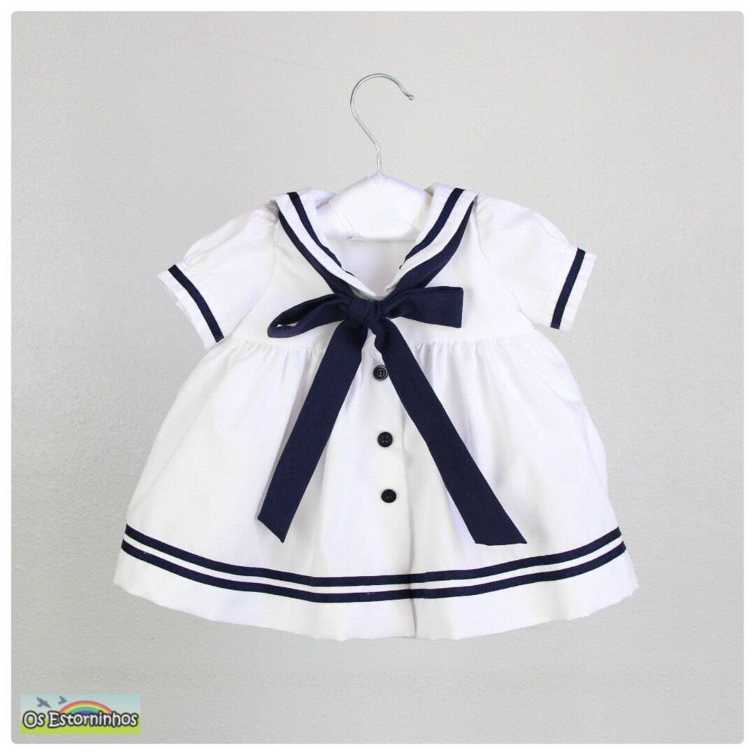 Girl Sailor Dress Baby Girl White and Navy Blue Sailor Dress - Etsy