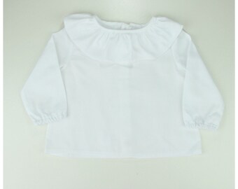 White soft warm Cotton Blouse -  More colors available