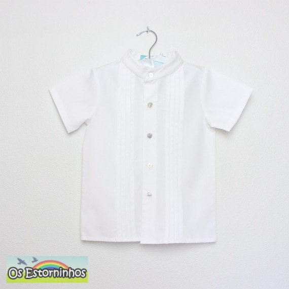 男の子用ホワイトプリーツ半袖シャツ - Etsy 日本