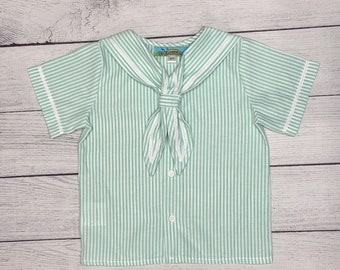 Chemise marinière à manches courtes pour enfants avec finitions blanches