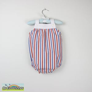 Striped romper with white adjustable straps -  Other colors available