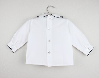 Peter Pan Camicia Con Balza Maglia Bianca Bambina Bebè Bambino