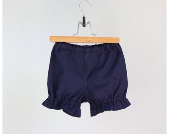 Navy blue light oxford cotton blend shorts - Bloomers - Other colors available