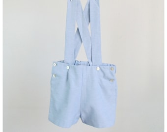 Boys Shorts - Oxford cotton blend shorts with suspenders - various colors available