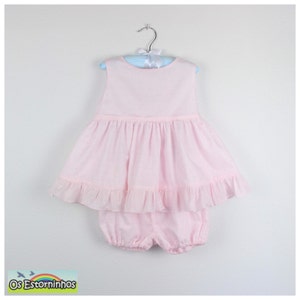Girls Light Pink Swiss Dots Blouse and Bloomers Set
