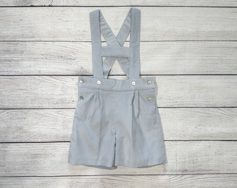 Boys Shorts - Corduroy short overalls - Shortalls with H bar suspenders